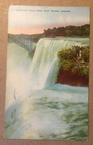 VINTAGE POSTCARD 1938 USED NIAGARA FALLS FROM GOAT ISLAND CANADA