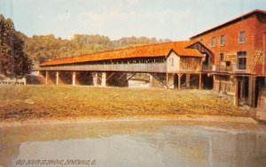 ZANESVILLE OHIO~FIRST BRIDGE OVER MSKINGUM RIVER-COVERED TOLL BRIDGE POSTCARD