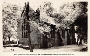 JAMESTOWN VA~OLD CHURCH TOWER + REAR VIEW OF CHURCH-LOT 2 REAL PHOTO POSTCARDS