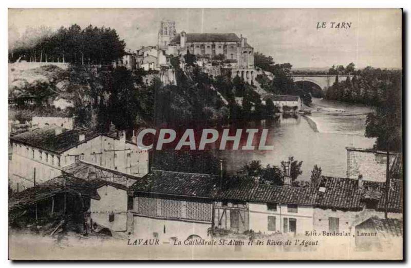 Old Postcard Lavaur Tarn Cathedrale Saint Alain and Rives of Agout