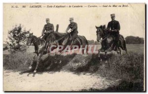 Saumur Postcard Old School & # cavalry 39application Carriere jump from wall ...