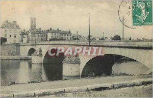 Postcard Old Bridge Mantes seen Quai Fayol