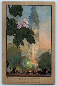 Volland Signed Artist Postcard The Metropolitan Tower On A Summer Evening NYC