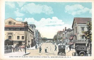 New Brunswick New Jersey Albany and George Streets Vintage Postcard AA29520