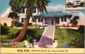 Linen Postcard Bolly Villa 924 North Atlantic Avenue in Daytona Beach, Florida