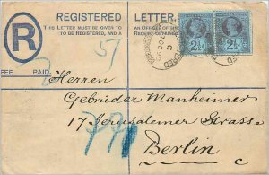 Entier Postal Stationery Postal Britain Great Britain 2 1 / 2d * 2 to Berlin