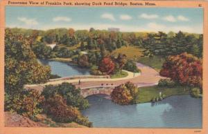 Massachusetts Boston Franklin Park Panoramic View Showing Duck Pond Bridge