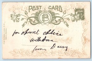Christmas Postcard Ringing Bells And Holly Berries Embossed c1905 Antique Posted