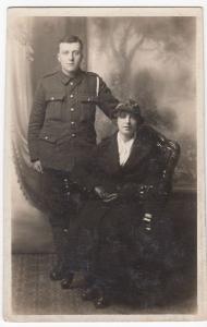 WW1 Era Studio Portrait of Soldier & Partner RP PPC, Unposted