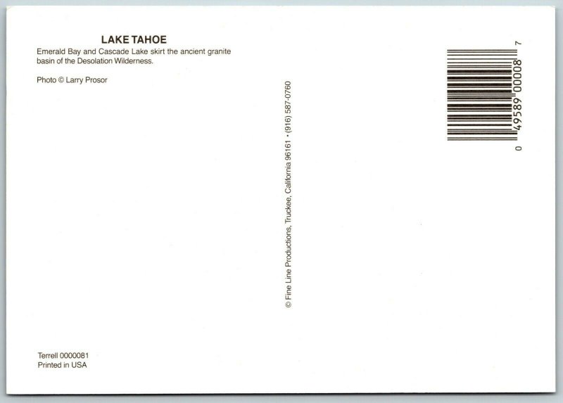 Emerald Bay and Cascade Lake, Lake Tahoe, CA - Postcard