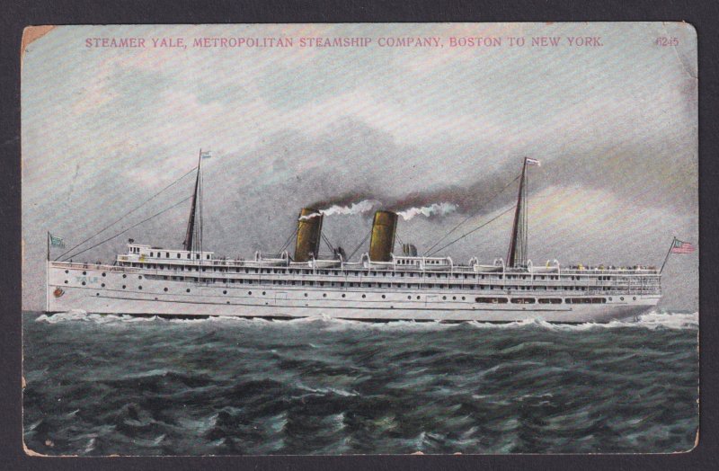 UNITED STATES, Postcard, Steamer Yale, Metropolitan Steamship Company
