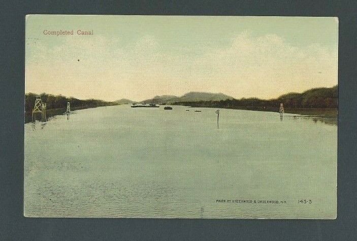 Ca 1903 Post Card Canal Zone Panama The Completed Canal Looking North