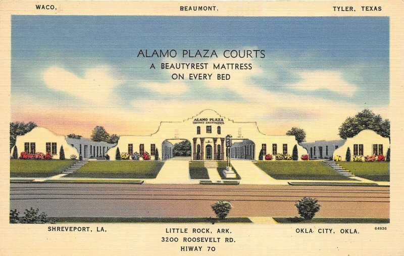 Little Rock Arkansas 1940s Postcard Alamo Plaza Courts Motel