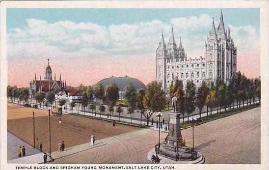 Utah Salt Lake City Temple Block And Brigham Young Monument