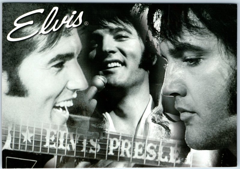 c2000s Elvis Presley The King Classic Multi View Jumbo Postcard EPE Guitar M32