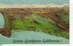 SOUTHERN CALIFORNIA MAP ADVERTISING POSTCARD VINTAGE