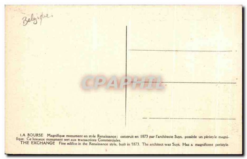 Old Postcard Brussels Stock Exchange