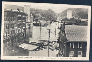 Mint USA Real Picture Postcard Flood Scene In Main Street Montpelier VT 1927