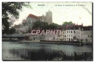 Auxerre Old Postcard The docks and the cathedral prefecture