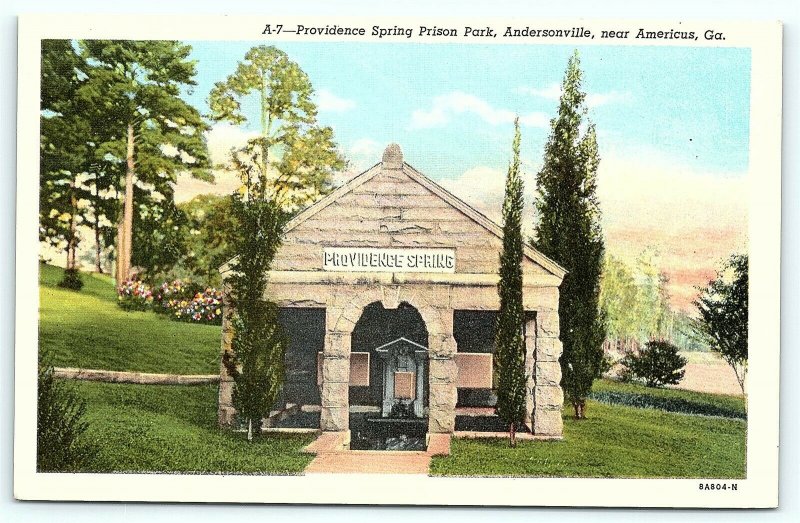 Postcard GA Providence Spring Prison Park Andersonville Near Americus Linen R19