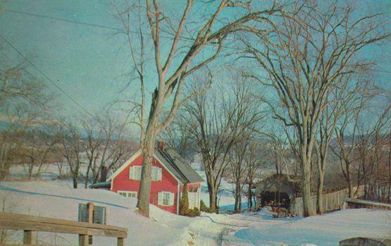 Bedells Bridge at Christmas Winter Connecticut River 1960s Postcard