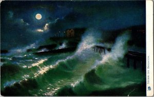 Tucks 1488 Rough Seas, Storm Off Brighton Vintage Postcard G67