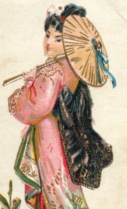 1870s-80s Victorian Trade Card Beautiful Japanese Asian Lady F142