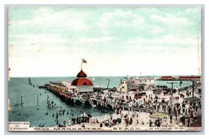 Manhattan Beach Pier Chicago Illiniois IL DB Postcard Y5
