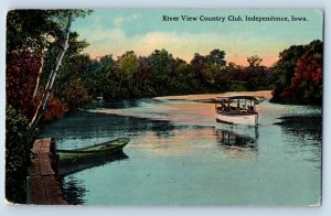 Independence Iowa Postcard River View Country Club Exterior 1915 Vintage Antique