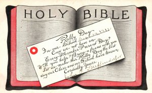 Vintage Postcard 1910's Holy Bible Rally Day In Our School Every Member Present