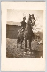 RPPC Edwardian Woman On Horse Real Photo Postcard S22