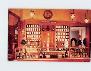 Postcard Late 19th century prescription counter, Upjohn Pharmacy, Disneyland, CA