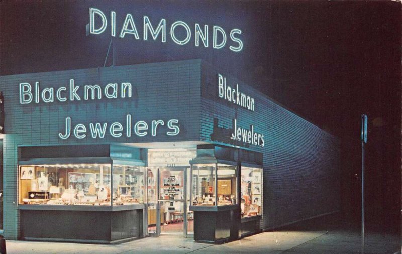Chicago Evergreen Park Illinois Blackman & Sons Jewelers Exterior Vintage PC U77