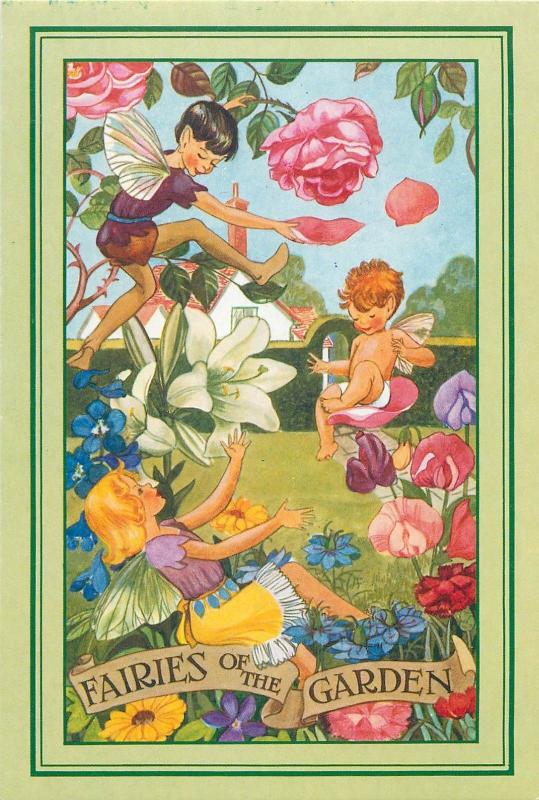 Fairies of the Garden children fantasy postcard