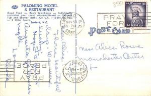 Sanford North Carolina Palomino Motel Multiview Antique Postcard K81956