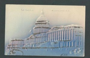 1907 Post Card Wash DC The Capitol Blue & Purple W/Glitter Airbrushed Embossed