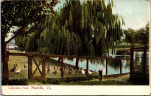 View in Lafayette Park, Norfolk VA Vintage Postcard S54