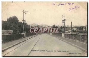 Nogent sur Marne Old Postcard General view and the bridge of Champigny