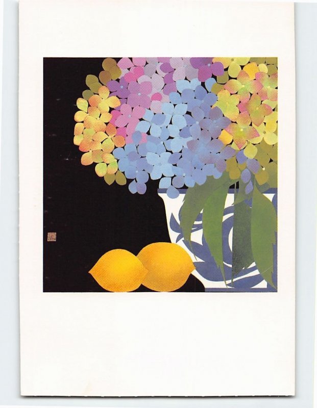 Postcard Greeting Card with Lemon Flowers Vase Art Print