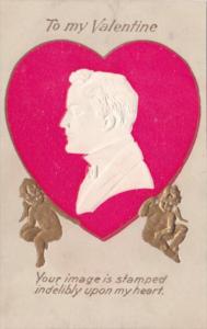 Valentine's Day Man's Portrait Inside Large Red Heart