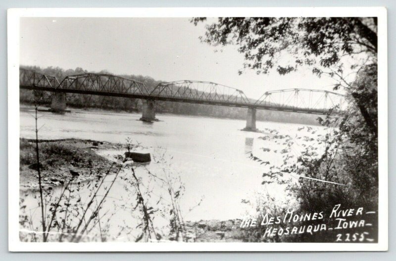 Keosauqua Iowa~Multi Span Bridge over Des Moines River~1950s RPPC