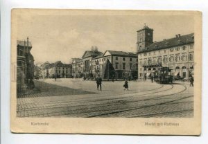 3158357 Germany KARLSRUHE Market hall TRAM Markt mit Rathaus