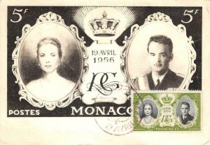 Grace Kelly Prince Rainier Wedding 1956 Monaco Stamps first day Vintage Postcard