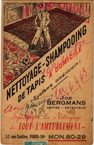 PC CPA ADVERTISING, NETTOYAGE-SHAMPOOING DE TAPIS, VINTAGE POSTCARD (b9903)