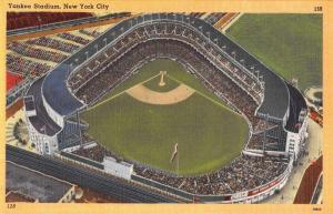 New York City Yankee Stadium Aerial View Linen Antique Postcard J75631