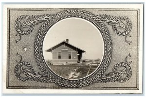 c1910's Depot Lee County Roxbury Illinois IL RPPC Photo Antique Postcard