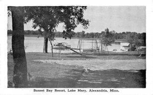 Sunset Bay Resort Playground Lake Mary Alexandria Minnesota postcard