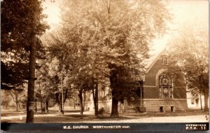 Real Photo Postcard M.E. Church in Worthington, Indiana~134519