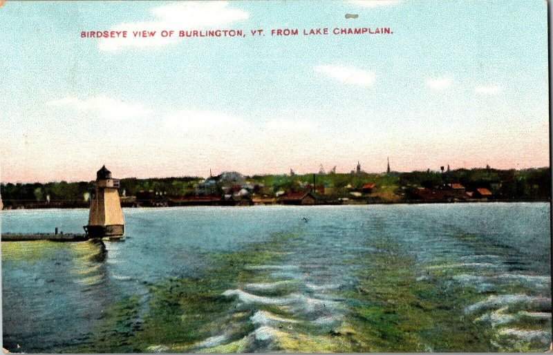 View of Burlington VT From Lake Champlain c1909 Vintage Postcard G57