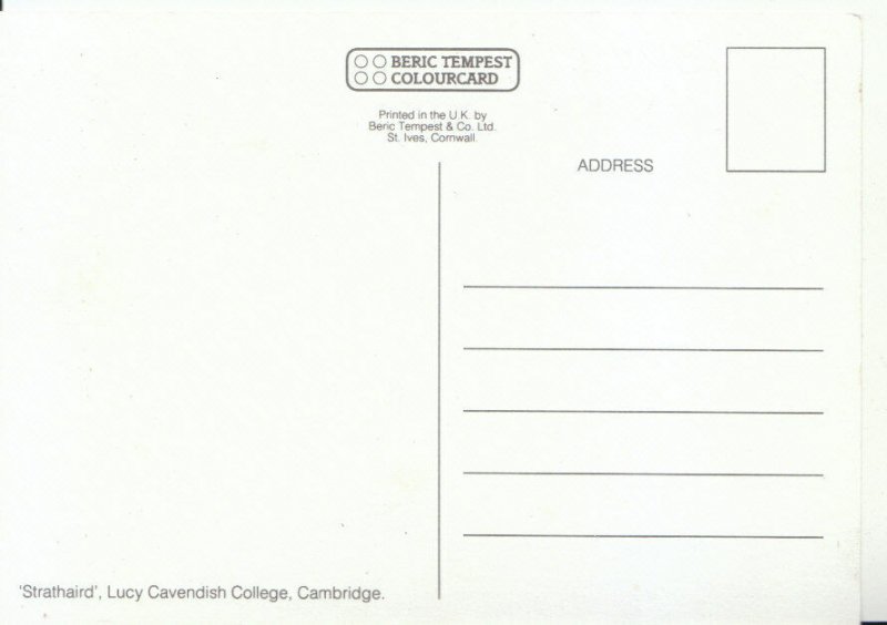 Cambridgeshire Postcard - Strathaird - Lucy Cavendish College - Ref 14585A